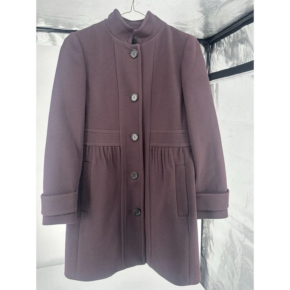 J.Crew Classic Lady Day Coat Italian Double Cloth Wool Eggplant Women's Size 4 ? - Picture 4 of 10
